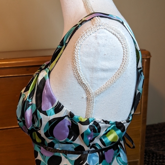 Vintage Byer IZ California Silky Geometric Baby-doll Tank SZ L - Picture 7 of 13